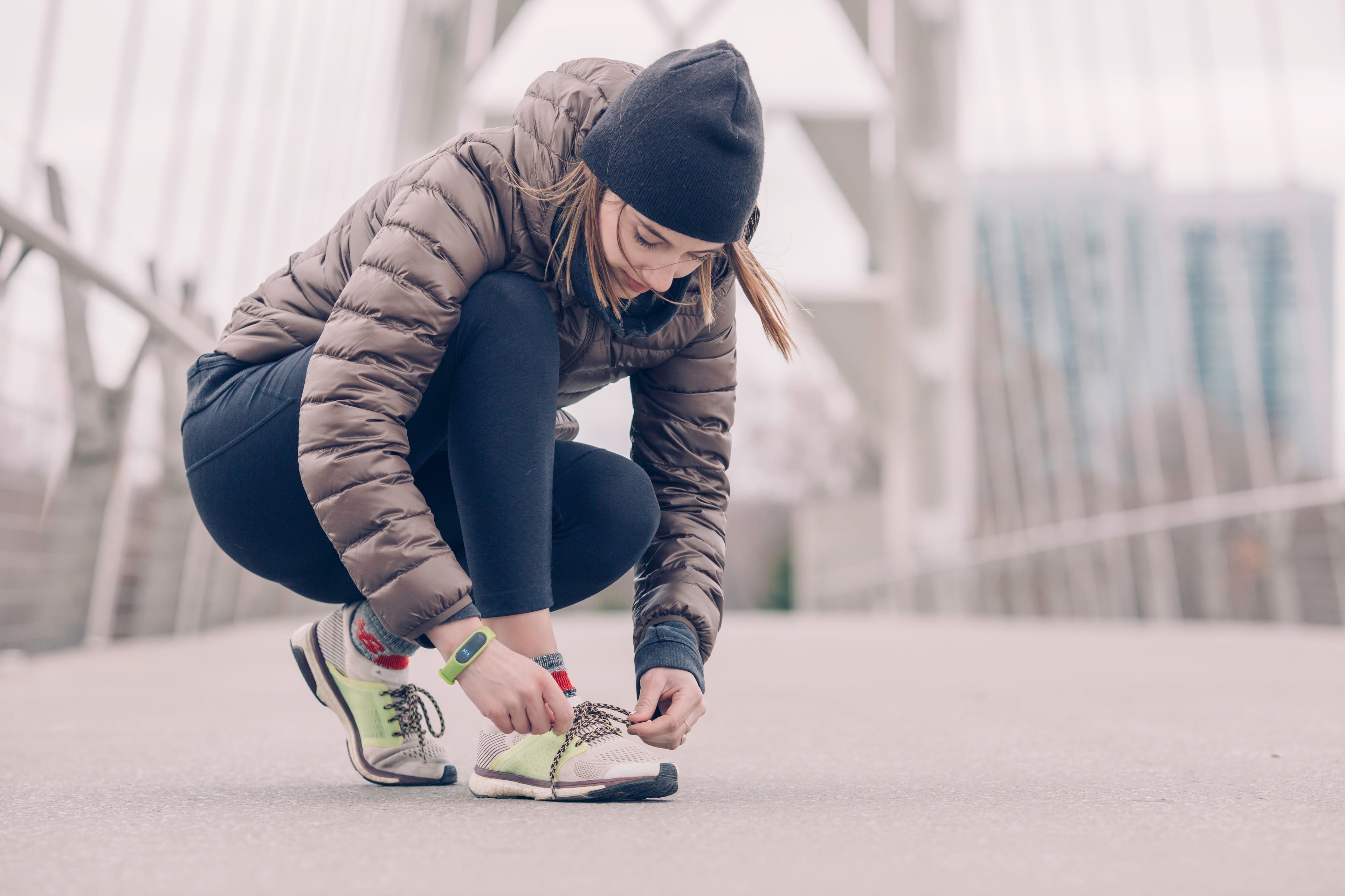Female Athlete getting ready to do her daily morning run