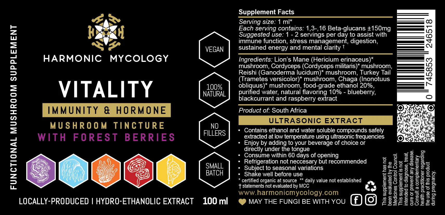 Harmonic Mycology - Vitality Vitality extract (5-in-1) 100ml